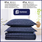Navy Blue Jacquard Comforter Set (6 PCS / 4 PCS)